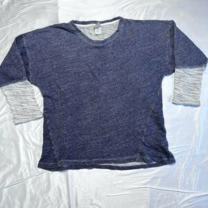 Natori Blue and White Knit Top